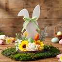 Thyle Rustic Wooden Easter Bunny Table Centerpiece Farmhouse Spring Decor with Sunflowers, Carrot and Green Egg Wood Bunny Tabletop Sign for Tiered Tray, Mantel, Dining Table Home Office Easter Party
