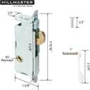 HILLMASTER Patio Door Handle Set with Mortise Lock 45 for Replacement Mortise Style Reversible Design Non-keyed Sliding Patio Glass Door Handles, Fits 3-15/16 Screw Hole Spacing White Finish