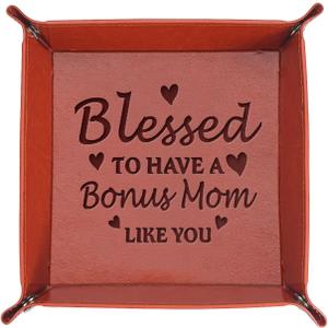 THTCSQ Gift for Mom from Daughter, Mother's Day, Christmas, Thanksgiving, Birthday Gift for Mother and Daughter Leather Ring Dish Decorative Jewelry Tray (Bonus Mom Tray)