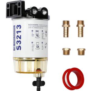Fuel Filter Water Separator Replacement for Marine Outboard Motor Mercury with 3/8" Barb x 1/4" NPT Fittings Replaces# S3213, 35-60494-1, 18-7932-1, 18-17928, 35-809097