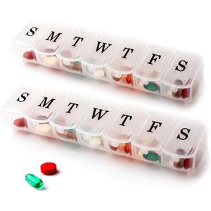 Deke Home - Weekly Pill Organizer (2 Pack), 7 Day Pill Box with Large Compartments & Snap-Shut Lids, Easy Open, BPA Free Plastic Medicine Organizer for Pills, Vitamins & Supplements, Travel Friendly