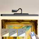 24 Inch Picture Light - Black 6000mAh Battery Operated Wireless Wall Sconce with Remote & Timer for Paintings, Gallery, Mirror & Artwork