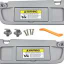 Pair of Left and Right Sun Visors with Clips and Screws for Honda Civic 2006 2007 2008 2009 2010 2011 Light Gray Sun Shade Replacement