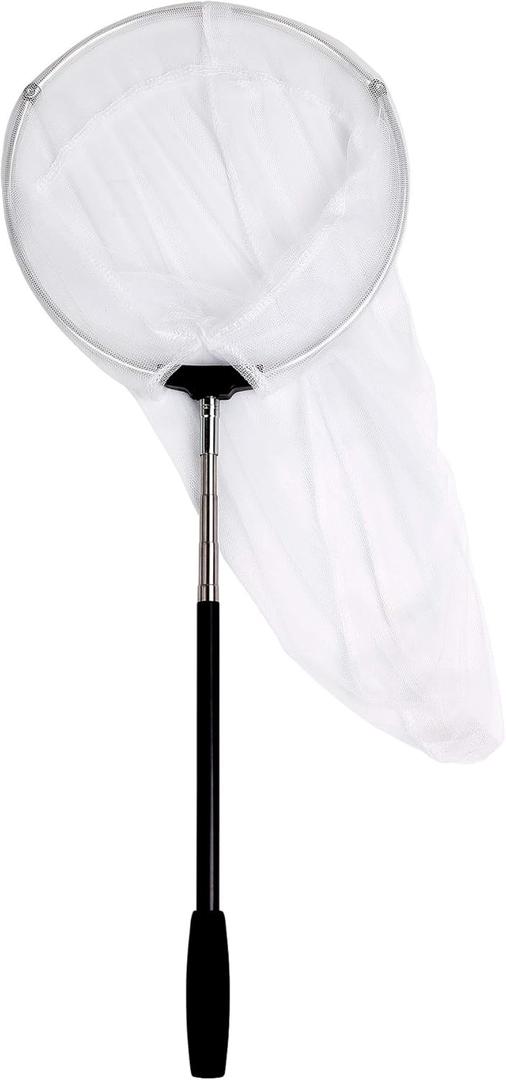 RESTCLOUD Insect and Butterfly Net with 12" Ring, 24" Net Depth, Handle Extends to 59 Inches (10" Ring, 48" Handle)