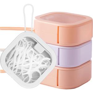 4pcs Hair Tie Organizer Boxes,Small Portable Hair Tie Holder Organizer Can Be Stackable Or Hung On The Wall,Best for Hair Ties Storage or Small Items Organizer on Desktop (4 pcs pink&white)
