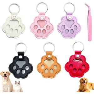 6Pcs Pet Hair Keychain, Cute Leather Paw Key Chain, Dog Fur Keepsake Keyring, Cat Hair Keychains, Pet Fur Memorial Gift Keychain Charm