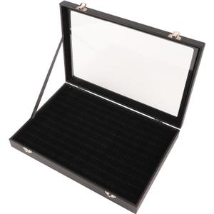 100 Slots Ring Organizer Box, Jewelry Box Organizer with Transparent Lid, Ring Studs Earrings Display Tray Ring Holder Case for Store Display Jewelry Show (35 x 24 x 5cm / 13.8 x 9.4 x 2in)