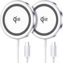 for Mag-Safe Charger 2 Pack,Qi2 Certified 15W Magnetic Wireless Charger Fast Charging Pad for iPhone 17 16 15 14 13 12&Airpods Pro 4 3 2&Samsung Galaxy S25&Pixel 10 Series,Strong Magnet,Ultra-Thin (White)