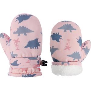 Toddler Mittens Lined Fleece Snow Gloves for Boys Girls Kids Winter Ski Gloves Baby Mittens (4-6 Years, Pink Dinosaur)