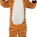 Sincere Party Tiger Onesie Novelty Tiger Jumpuit with EMB Face Costume for Kids L(8-10)