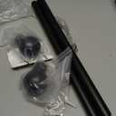 Short Curtain Rod 16-28 Inch Adjustable, 1 Inch Diameter Small Window Drapery Rod - Hidden Screw Brackets, for Bathroom Kitchen, Heavy Duty Metal, Black Round Finials