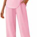 Ekouaer Cotton Pajamas Sets for Women Soft Contrast Piping Lounge Set 2 Piece Short Sleeve Pj Set with Pockets (Large, Pink)