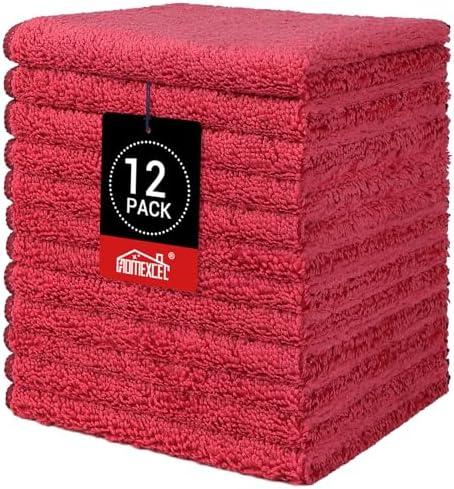 HOMEXCEL Red Microfiber Washcloths 12 Pack, Highly Absorbent and Soft Face Towel, Multi-Purpose Wash Cloths for Bathroom, Gym, Hotel, Spa and Kitchen,12x12 Inch
