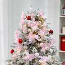 12 Pcs Candy Christmas Tree Poinsettia Flowers Artificial Christmas Tree Filler Decoration Pink with 12 Clips and Stems for Wreath Garland Holiday Wedding New Year Party Decor DIY Xmas 6 Inch