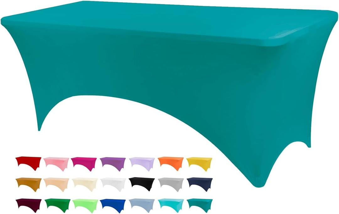 BDDC Table Covers for 6 Foot Tables, Jade Green Washable and Wrinkle Resistant Stretch Tablecloths Rectangle 6ft for Events, Wedding, Banquets, Parties (72" x 30" (Rectangular))