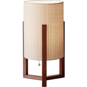 Adesso Quinn Table Lantern - Walnut Birch Wood & Natural Linen Shade  Perfect Nightstand, End Table, and Desk Lamp