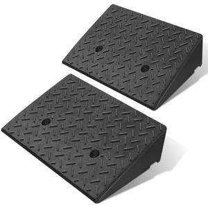 DNA MOTORING 2pcs 5.3" Rise Rubber Curb Ramp Heavy Duty Loading Driveway Ramp Threshold Ramp 19.5 in L x 13.6 in W x 5.3 in H for Loading Dock, Warehouse, Wheelchair, Motorcycles, Cars, TOOLS-00646