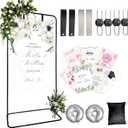 Large Wedding Welcome Sign Stand, Adjustable Height (78", 64", 50") - Black Welcome to our Wedding With Stand ,Design Bundle, Ground Stakes & Storage Bag - Wedding Seating Chart Stand