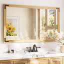 TETOTE 48 x 30 Natural Wooden Mirror for Bathroom Wall/Bedroom/Living Room/Entryway Farmhouse Rustic Wall Mirror for Wall Waterproof (Horizontal/Vertical Mounted)