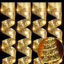 Sherr 4 Pcs 79ft Christmas Ribbon Lights Christmas Tree Decorations 240 LED Lights Fairy Lights Xmas Ribbon Battery Powered Operated Indoor String Lights Holiday Party Decoration (Gold)