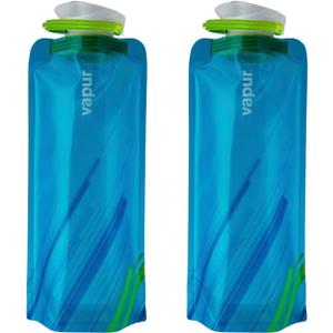 Vapur Flexible, Collapsible Wide Mouth Anti-Bottle with Detachable Carabiner, 23 Ounce, Water, Pack of 2 (Water Blue)