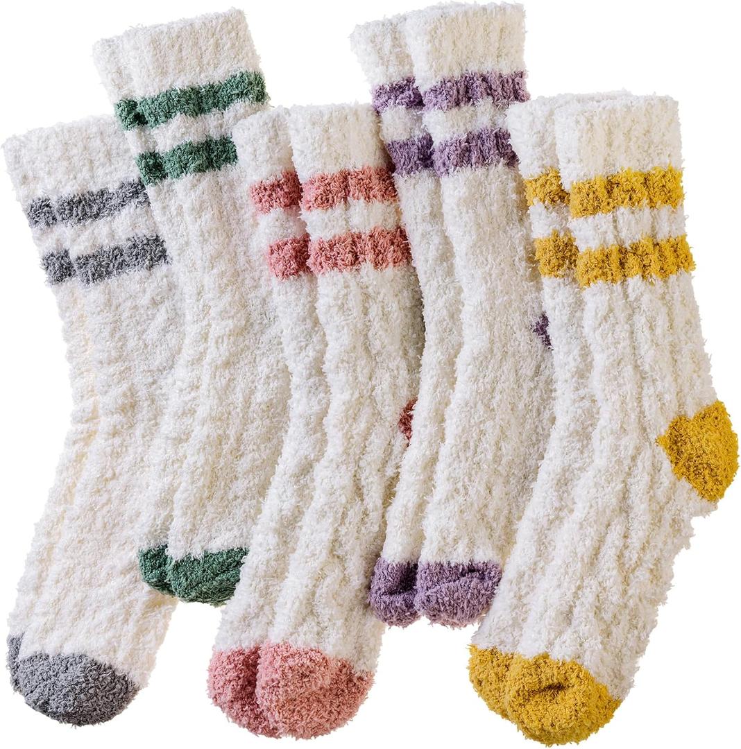 Velice Womens Fuzzy Socks Soft Cozy Fluffy Slipper Winter Thick Warm Plush Sleeping Christmas Socks (White)