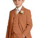 Trasign Boys Linen Suits Size 6 Formal Kids Suit Tuxedo for Wedding Prom Outfit Boy Dress Clothes Burnt Orange Jacket Vest Pans 6Y