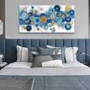 I@U Circle Gold Blue Abstract Wall Art Decor Modern Maximalism Gold Blue Wall Art Living Room Pictures For Bedroom Wall Decor Kitchen Dining Room Office Canvas Print Artwork For Walls 24x48 Inch