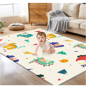 Baby Play Mat, 50 x 50 Inch Play Mat Perfect for Use Baby Playpen, Foldable Baby Foam Playmat for Floor, Portable Waterproof Activity PlayMats for Babies, Infants and Toddlers (Beige)
