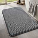 YIHOUSE Bathroom Rugs Set 3 Piece, Extra Soft Absorbent Chenille Bath Mats & U-Shaped Contour Toilet Rug, Non Slip Machine Washable Bath Mat for Shower Tub Sink, Dark Grey