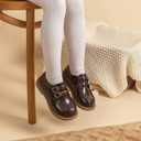 ISINSER Toddler Boys Girls Classic Dress Shoes Little Kid PU Leather Comfort Rubble Sole Oxford School Uniform Wedding Flats (04 Brown)