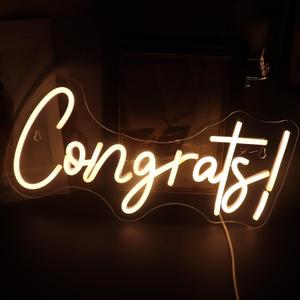 Nordstylee LED Congrats Neon Sign Word Light Up Signs for Congratulations Graduation Ceremony Celebration Party, Home,Bar,College,Hotel,Restaurant,Cafe Decoration Graduation/Grad Gift (Warm white)