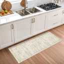 2x5 Rug Runner Washable for Entryway, Soft Bathroom Rugs with Non-Slop Backing, Abstract Low Pile Hallway Runner, Vintage Small Kitchen Carpet for Stair, Laundry Room(2'x5', Beige/Ivory)