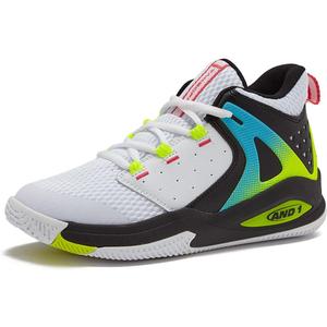 AND1 Girls & Boys Basketball Shoes Kids, Boys High Top Sneakers, Youth Basketball Boys Shoes Size 1 to 7 Little and Big Kid (White/Black Trim/Yellow)