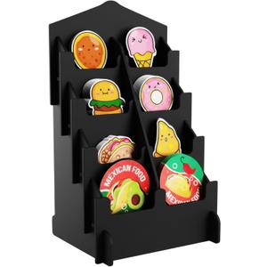 HOTCAN Sticker Display Stand with Curved Pockets for Big 4'' Stickers | Brochure Holder with Customizable Space | Display Stands for Vendor Events | Ideal for Small Business Vendors (Black, Small)