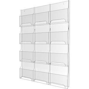 Acrylic Brochure Pamphlet Holder, 12 Magazine Holders, Clear Brochure Display Stand Wall Mount, Trifold Flyer Rack, Literature Storage Rack for Home, Offices, Waiting Room