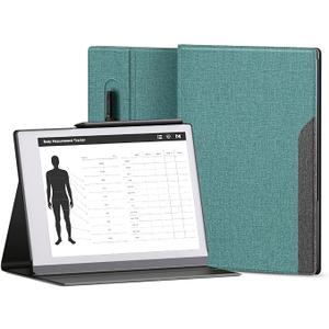 Ayotu Book Folio Case for Remarkable 2 Paper Tablet 10.3" 2020 Released, Premium Fabric Smart Cover with Pen Pocket, Stable Folding Stand Design,Gray & Green | Exclusive Templates Provided, (Regular)Gray & Green
