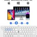 Mini Foldable Bluetooth Keyboard - Portable Wireless Full Size Keyboard (Sync Up to 3 Devices), Ultra-Slim Travel Folding Keyboards for iPhone iPad Mac Android Windows iOS, White