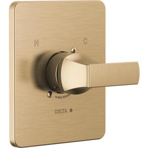 Delta Velum 14 Series Single-Function Valve Trim Kit, Brushed Gold Handle Set for Shower Faucet System, Champagne Bronze T14037-CZ (Valve Not Included)