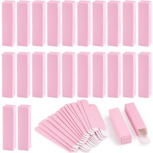 100 Pack 0.78 * 0.78 * 3.34 inch Kraft Paper Lipstick Box Rectangle Lip Balm Kraft Boxes Essence Oil Bottle Packaging Organzier for Makeup Sample Tube Storage DIY Gifts - Pink