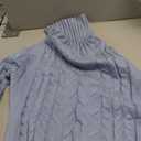 Langwyqu Womens Cable Knit Sweater Dress Sexy Long Sleeve Bodycon Turtleneck Mini Fall Sweaters Dresses (Large, Light Blue)