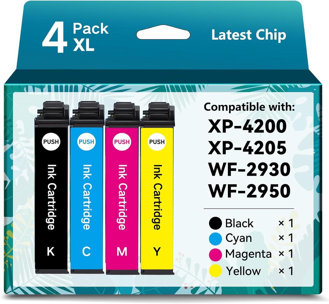 Remanufactured for Epson 232xl Ink Cartridge for Epson 232XL Ink Cartridges Combo Pack T232 XL for Epson WF-2950 WF-2930 for Epson XP-4200 XP-4205 Printer High Yield Black Cyan Magenta Yellow