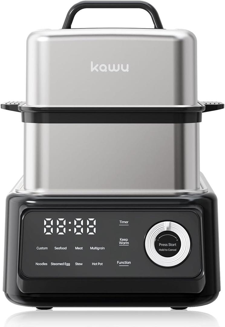 Kawu Electric Steamer for Cooking, 3-Tier Food Steamer with Hot Pot, 14Qt