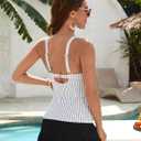 Blooming Jelly Womens Tankini Swimsuits Tummy Control Bathing Suit Two Piece Retro Swim Skirt Modest V Neck Swimwear (XXL)