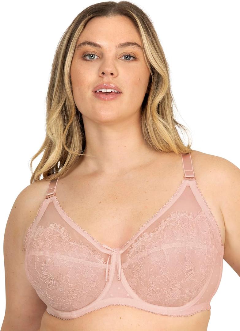 Smart & Sexy Womens Lace & Mesh Full Coverage Bra (40DD, Blushing Rose)