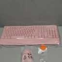 MEETION Wireless Keyboard and Mouse, Full-Sized Cordless Keyboard with Wrist Rest, 3 DPI Adjustable Mouse, Keyboard and Mouse Set with 2.4GHz USB Receiver, for PC/Computer/Laptop/Windows/Mac, Pink