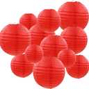Red Paper Lanterns 12 Pcs Assorted Size of 6" 8" 10" 12" Chinese Round Paper Hanging Decorations Ball Lanterns Lamps for Home Decorations, Parties, and Weddings