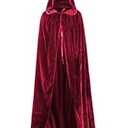 Fit Design Unisex Velvet Halloween Cape Full Length Hooded Cloak Adult Costume (Burgundy/ Size L)