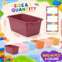 Funrous 48 Pack Plastic Cubby Bins for Book and Toy Storage, Orange