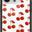 Wildflower Cases - Compatible with iPhone 14 Pro | Protective Black Bumper, 6.5ft Drop Test Certified, Women Owned Small Business | Cherry Red Summer Aesthetic Trendy | American Cherries